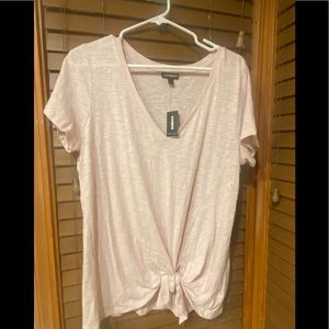 Express Light Pink V-Neck Short Sleeve Tee